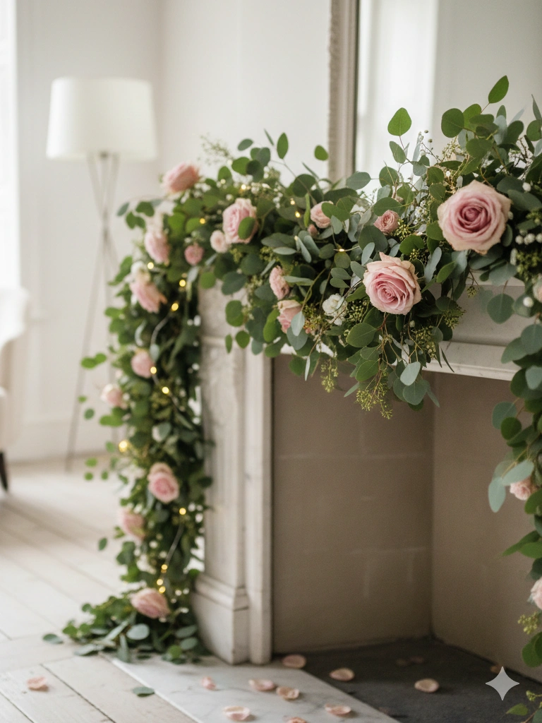 32. Eucalyptus and Rose Romantic Garland