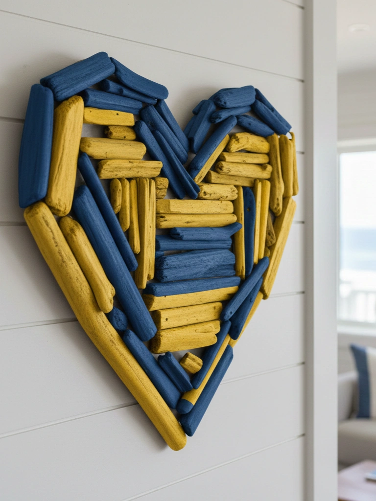 33 Coastal Valentines Day Decor Ideas for a Beachy Celebration 32 32. Heart Shaped Driftwood Wall Art