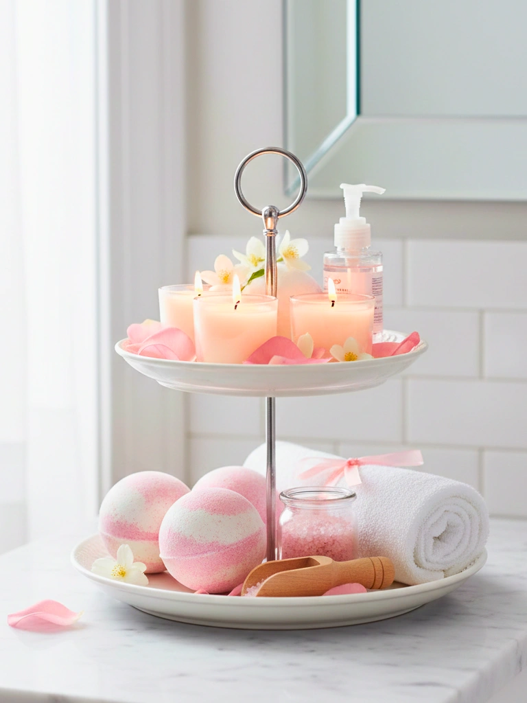 34. Tiered Tray With Spa Essentials