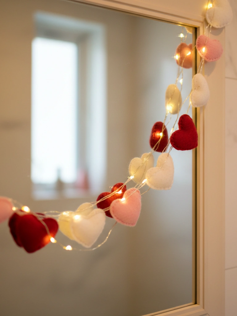 35. Mirror Decorated With Heart Garland