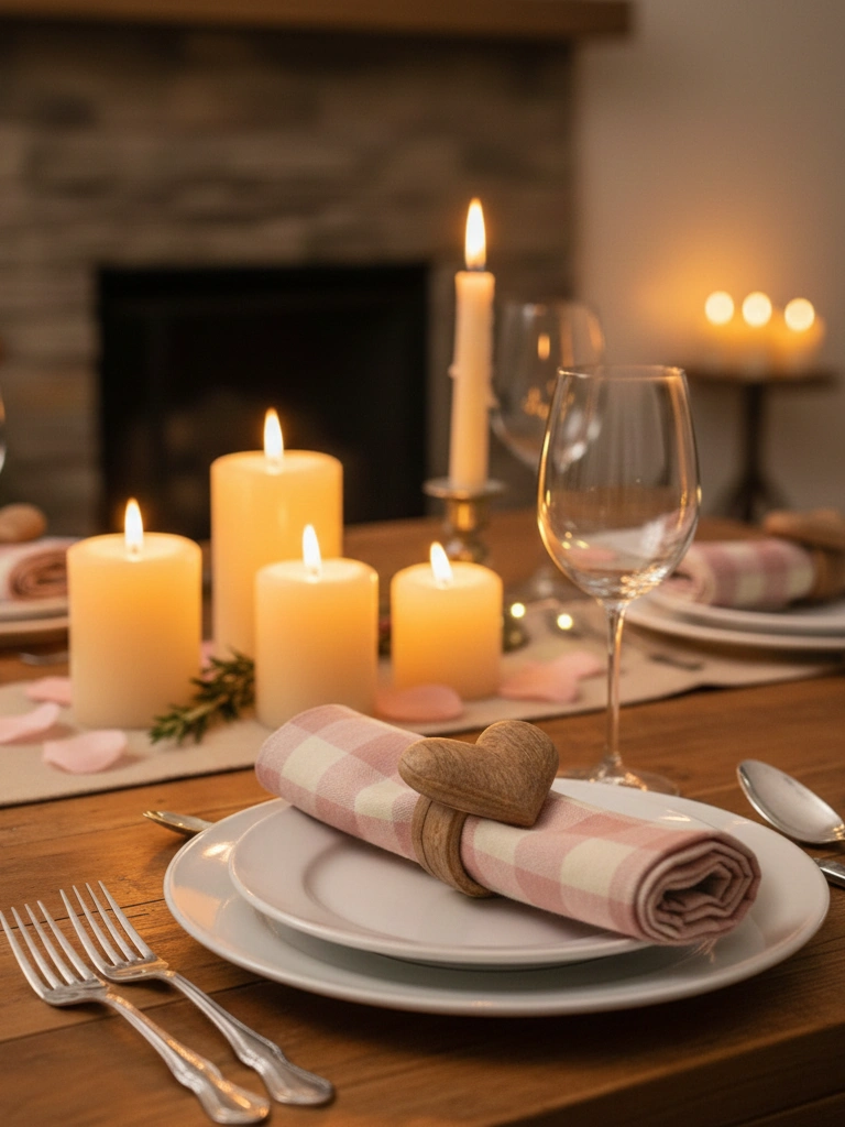 4. Buffalo Check Napkins With Heart Napkin Rings