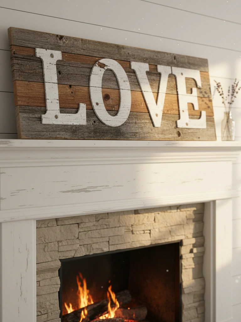 4. Reclaimed Barn Wood Love Sign