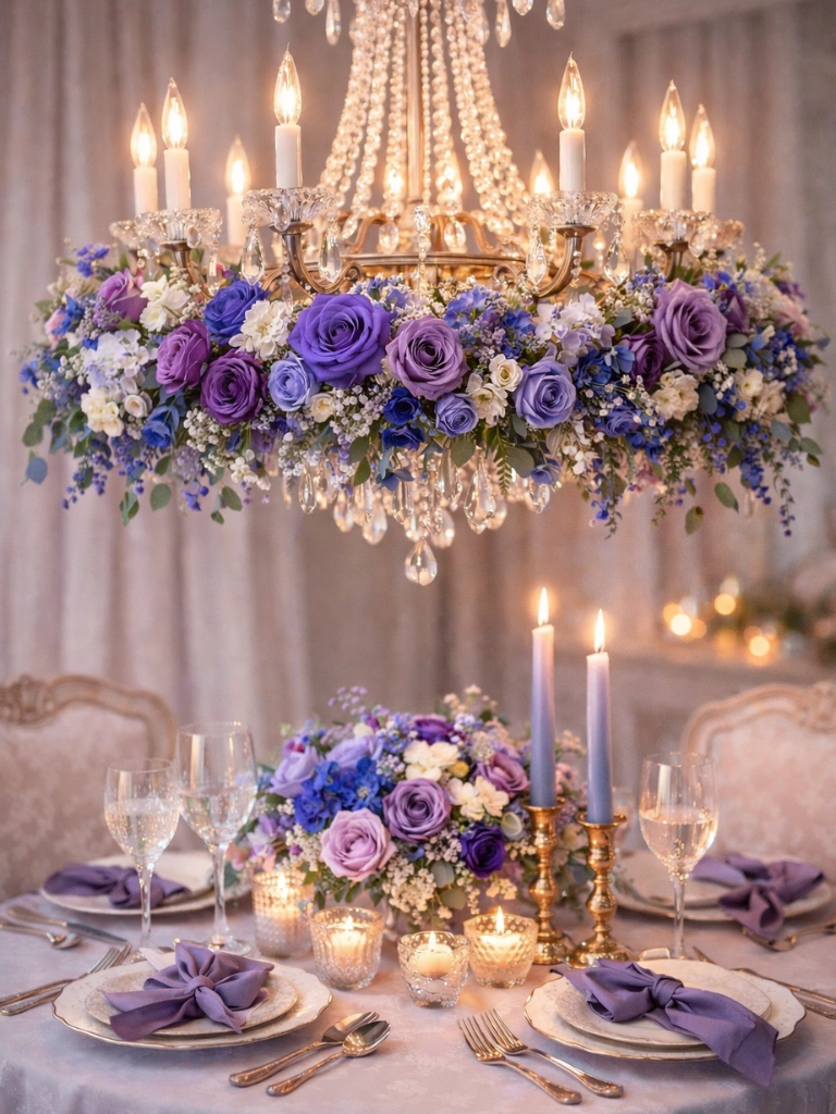 5. Floral Wreath Surrounding the Chandelier Base