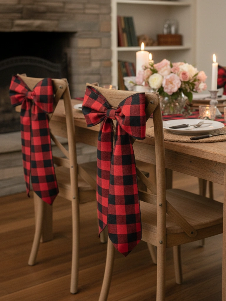 5. Plaid Ribbon Bows on Chair Backs