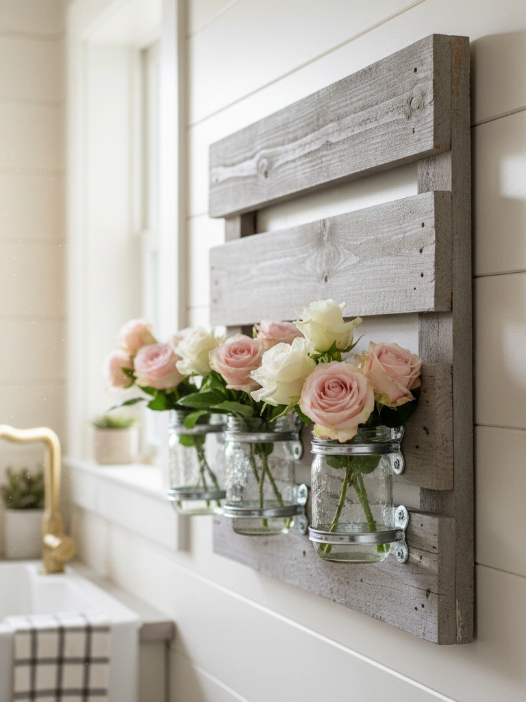 6. Mason Jar Holder Made From Pallet Wood