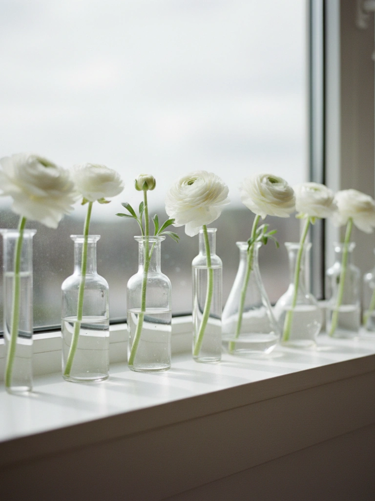 6. White Ranunculus in Bud Vase Collection