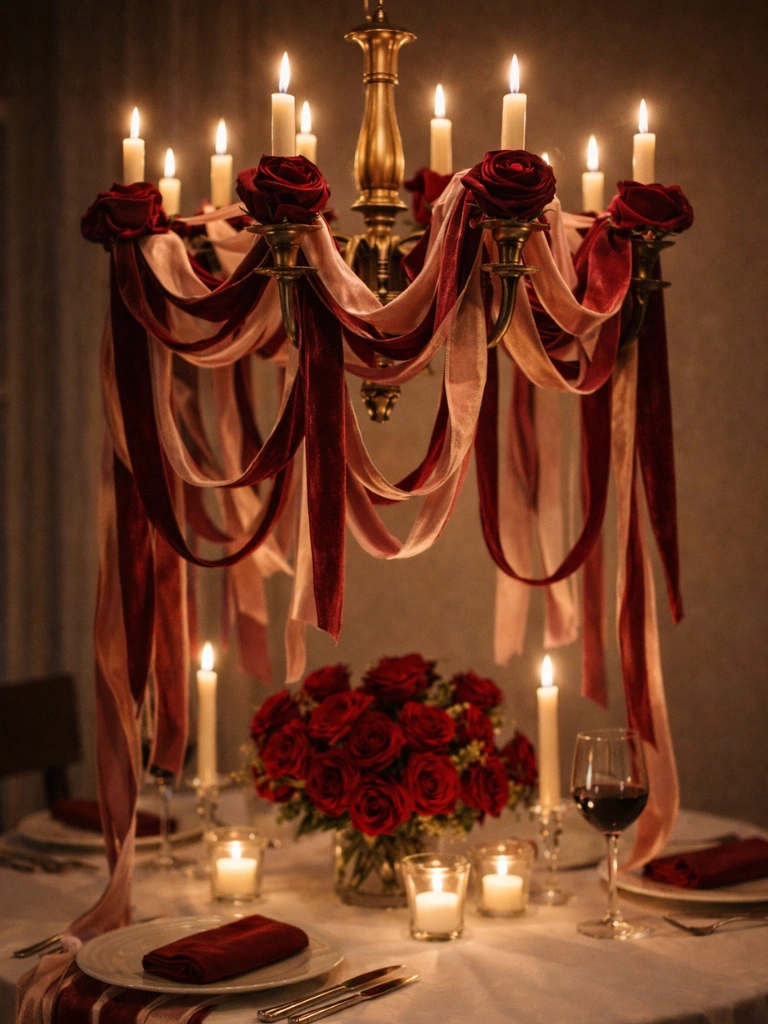 7. Cascading Velvet Ribbon Streamers