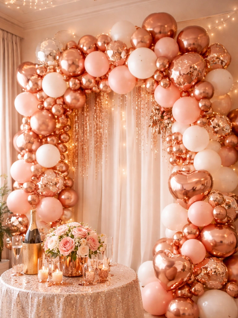 7. Rose Gold Balloon Garland Backdrop