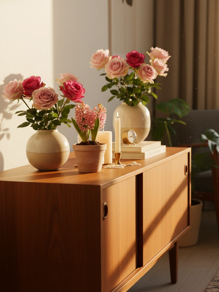 8. Retro Teak Sideboard Valentine Vignette 2