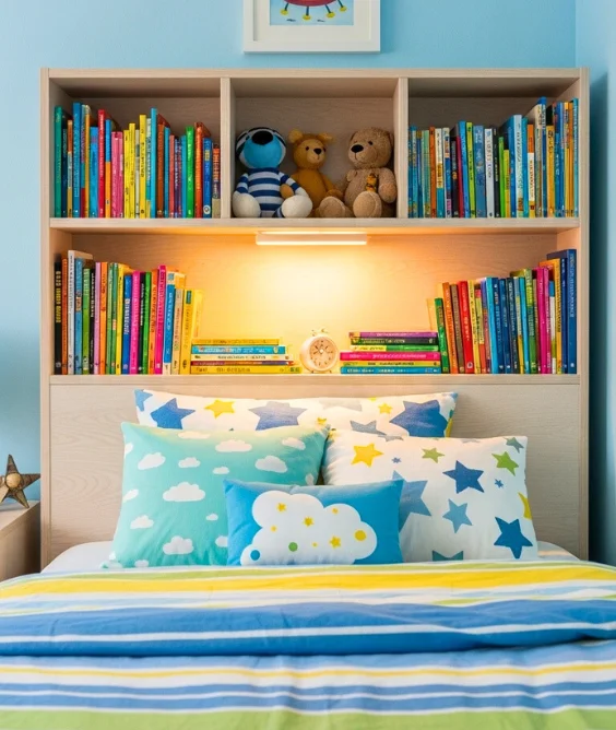 Bed with Built In Bookshelves