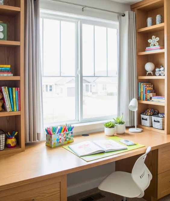 Built In Desk Under a Window