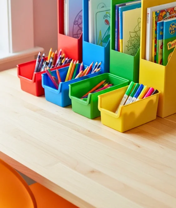 Color Coded Desk Organization