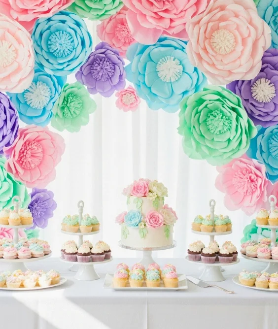 Crepe Paper Flower Backdrop Garland