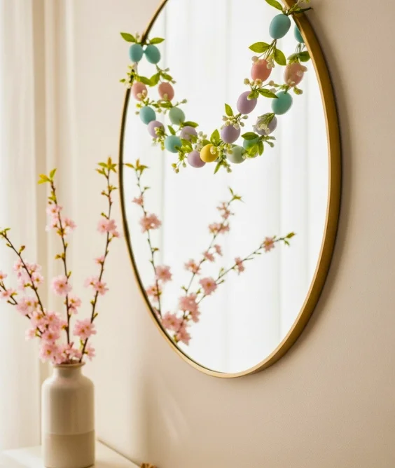 Egg Garland Over Mirrors