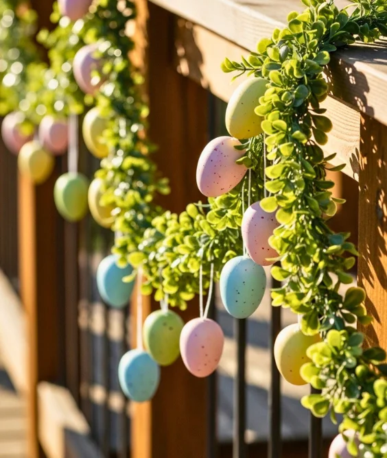 Greenery and Painted Egg Garland