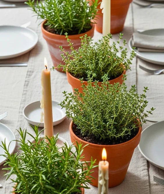 Herb Filled Easter Table Decor