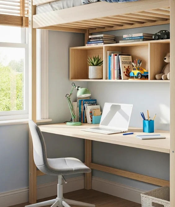 Loft Bed with Study Below