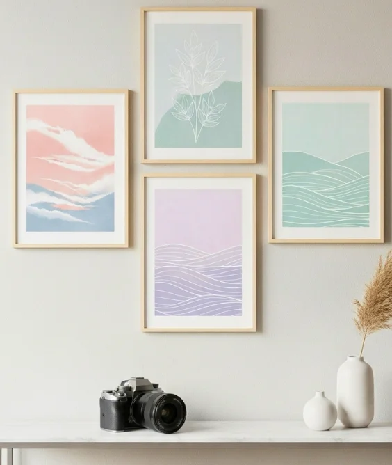 30 Soft & Serene Spring Soft Color Decor Ideas for Relaxed Homes 14 Muted Nature Art