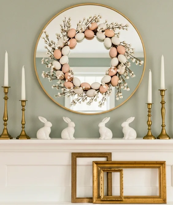 Neutral Pastel Mantel Styling