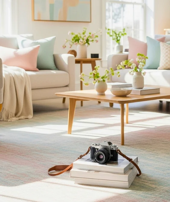 30 Soft & Serene Spring Soft Color Decor Ideas for Relaxed Homes 8 Neutral Rugs with Pastel Hints