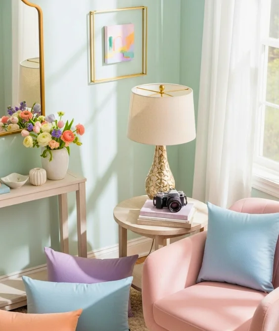 30 Soft & Serene Spring Soft Color Decor Ideas for Relaxed Homes 15 Warm Metallic Details