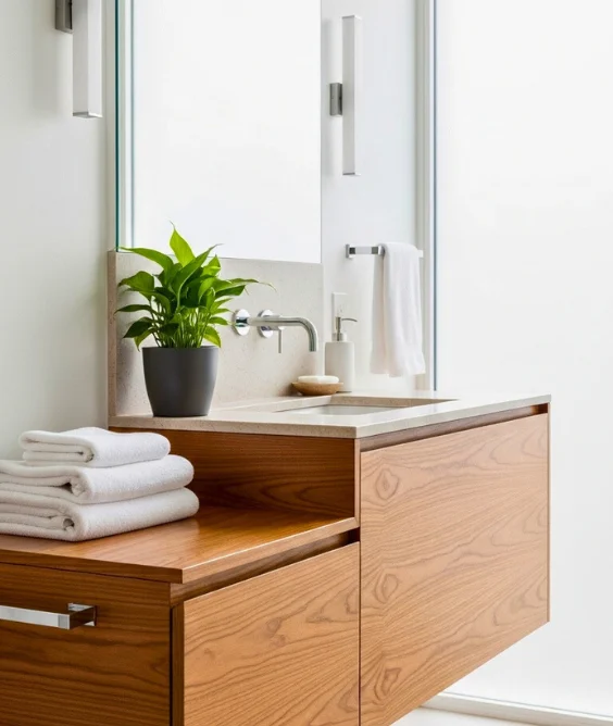 Floating Vanity for an Airy Minimalist Look