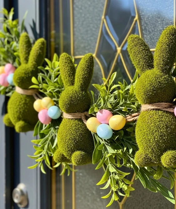 Moss Bunny and Egg Cluster Garland