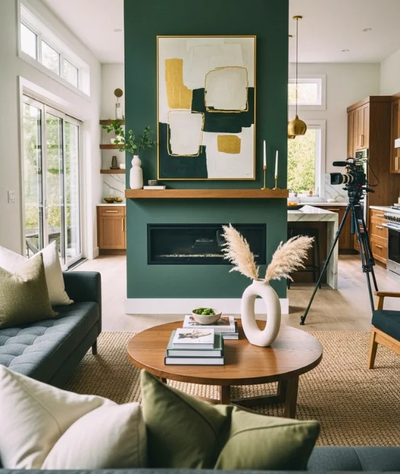 10 Open Kitchen and Living Room Ideas for Modern Homes 7 Add a Feature Wall for Visual Separation