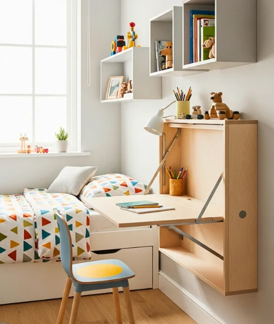 22 Kids Bedroom Furniture Design Ideas for Stylish Rooms 14 Foldable Wall Mounted Desks