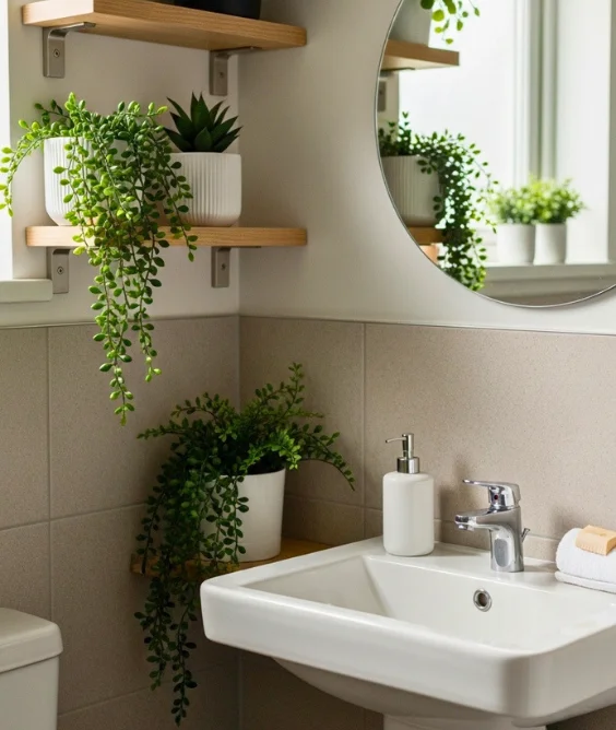 Green Plant Bathroom Corner Decor