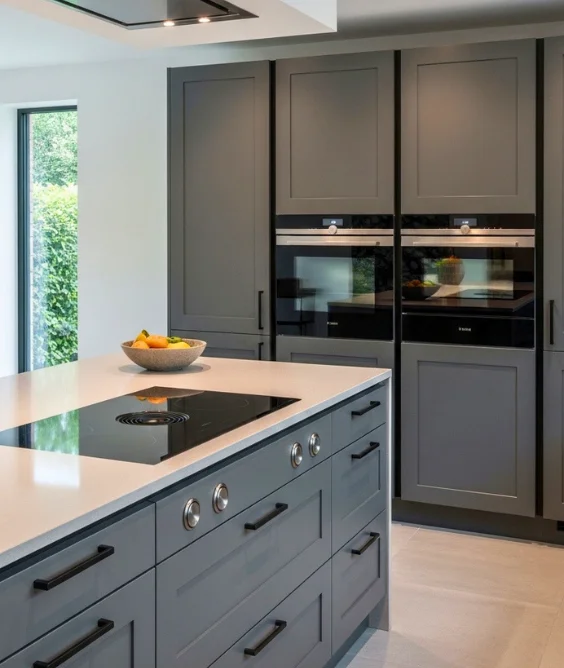 Grey Cabinets with Black Hardware