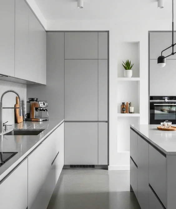 Grey Cabinets with Minimal Design Style