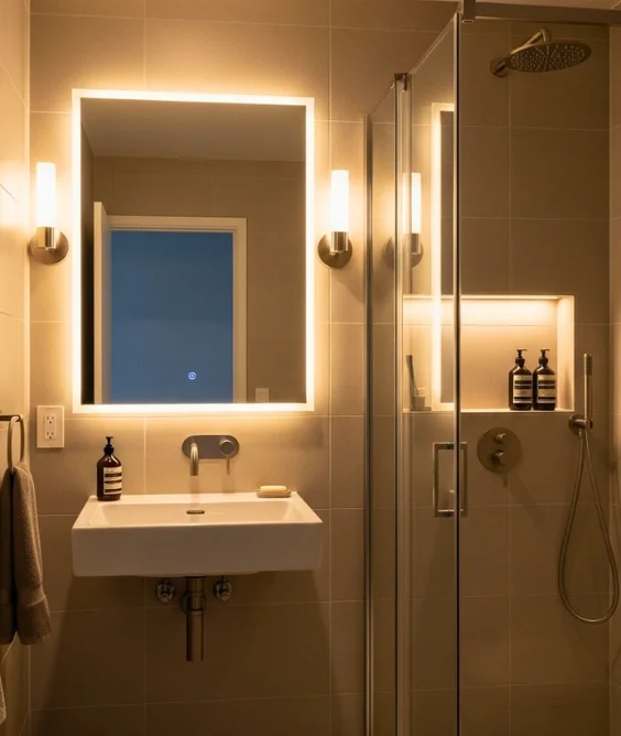 Layered Bathroom Lighting Setup