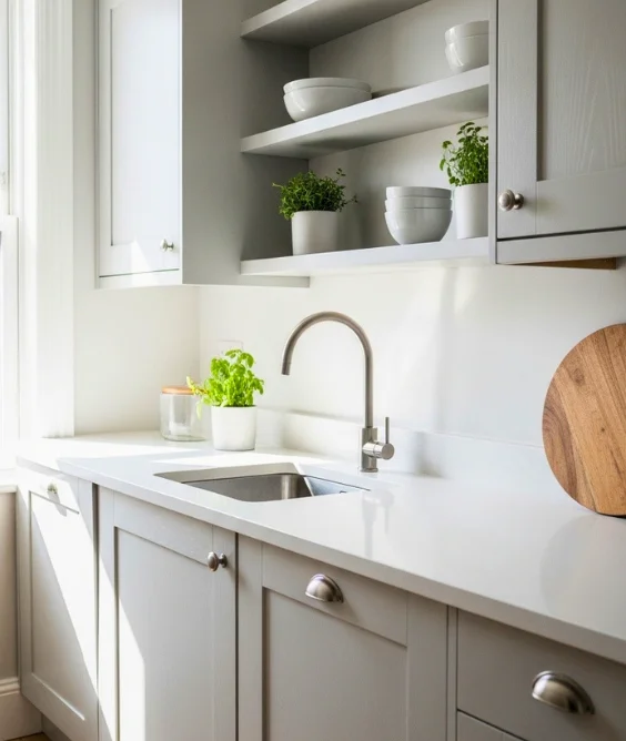 Light Grey Cabinets for Small Kitchens