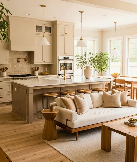 10 Open Kitchen and Living Room Ideas for Modern Homes 3 Maintain a Consistent Color Palette