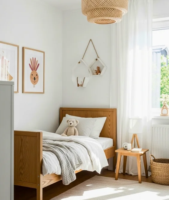 Soft White and Light Wood Base