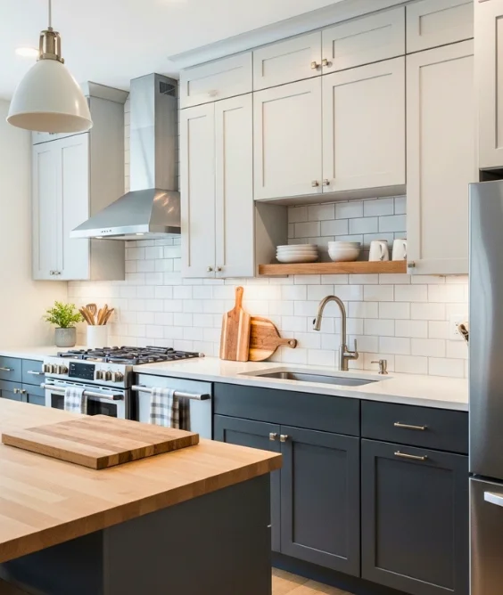 Two Tone Grey Kitchen Layout