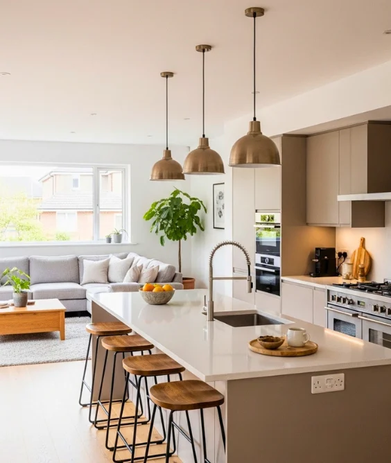 10 Open Kitchen and Living Room Ideas for Modern Homes 1 Use a Kitchen Island as a Functional Divider