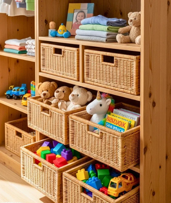 Wardrobes with Pull Out Toy Baskets